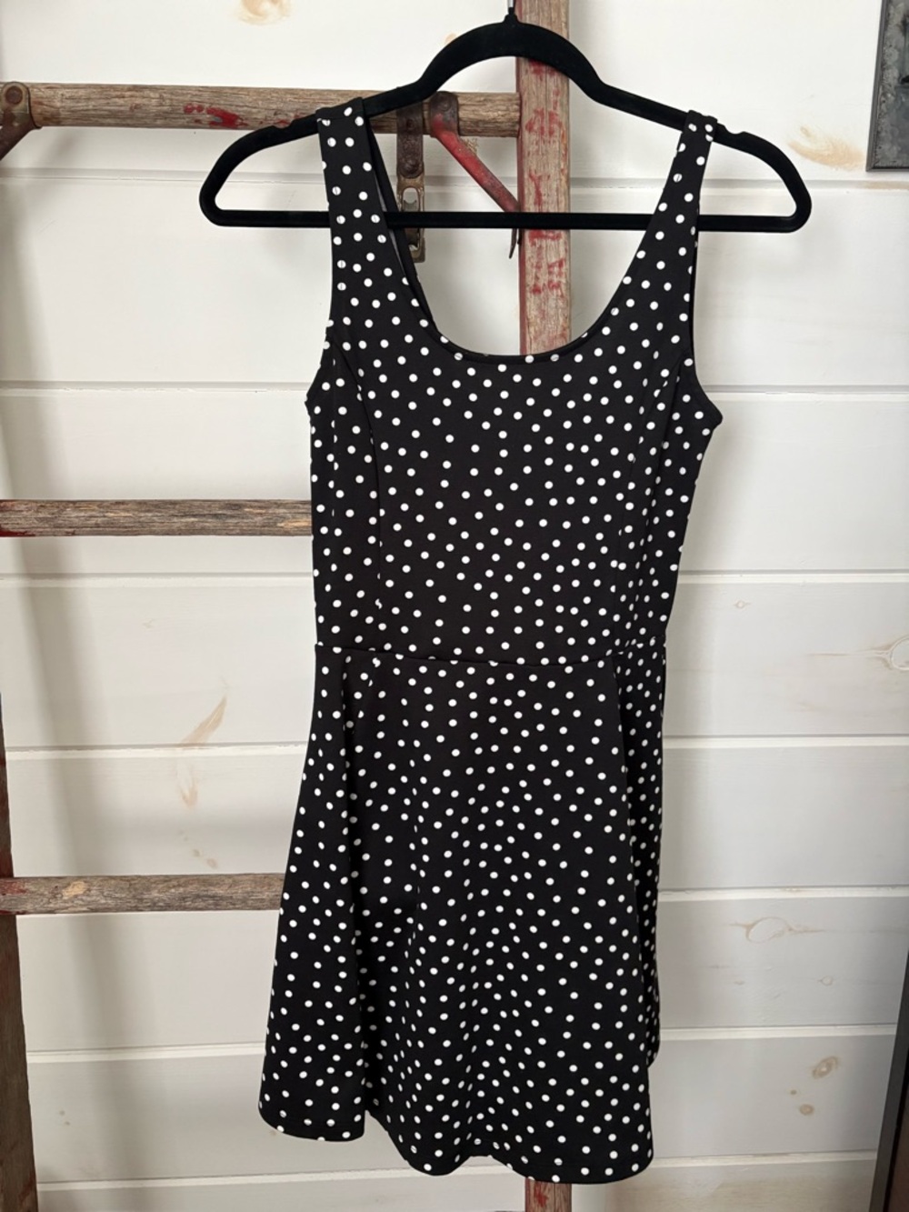 H&M Black Polka Dot Scoop Neck Mini Dress